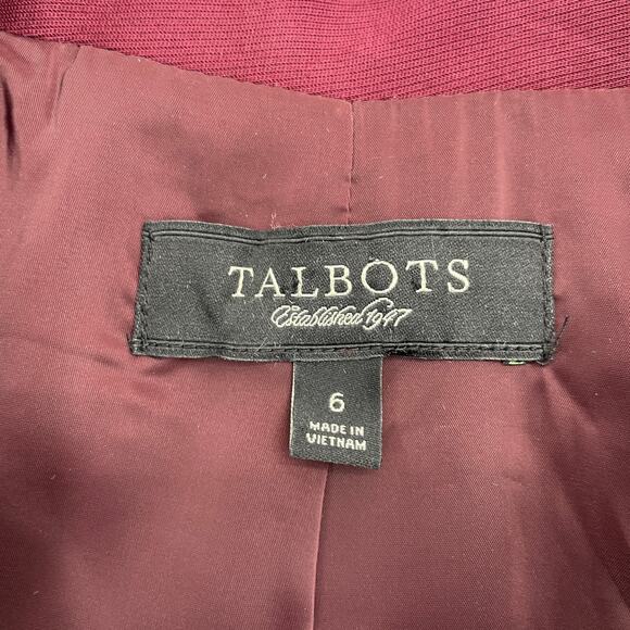 TALBOTS Womens Jacket Blazer Size 6 Red Button Front Suit Layer Professional - Picture 3 of 7